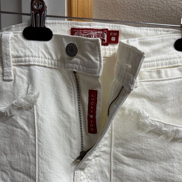 Legend Raw Hem Patch Pocket Crop Wide Leg Jeans - Picture 3 of 4